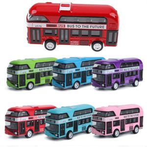 LIEYH Toddlers Child Gifts For Kids Car Bus Model Educational Toys Doors Open Close Toy Vehicles Bus Toy Model Diecast Cars Toy Double Decker Bus Pull Back Toys