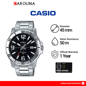 Jam Tangan Pria Casio MTP-VD01D-1B Black Dial Stainless Strap