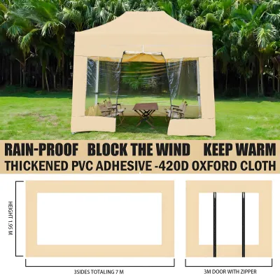 Retractable Tent Khaki Folding car Tent Waterproof Foldable Outdoor tent For car Nylon Fabric Column Steel Portable Pergola 3mx3m-3mx6m retractable tent heavy duty