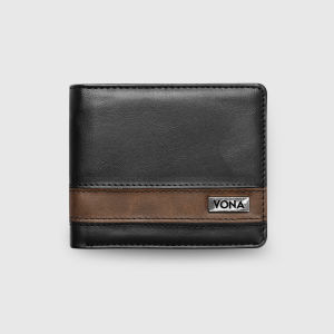 VONA Atlas Wallet - Dompet Pria Lipat Dua Kombinasi Warna Kulit Sintetis