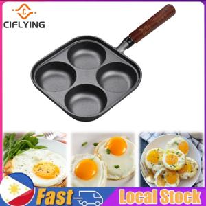 4-Cup Iron Egg Frying Pan with Handle Omelette Pan Fried Egg Pan Crepe Pan for Breakfast Fried Egg Pancakes Steaks
