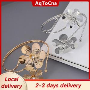 [COD] AqToCna Ship within 24 hours Bohemian Butterfly Leaf Charm Upper Bracelet Arm Chain Metal Hollow Out Geometric Pattern Retro Arm Cuff Bangle Body Bracelets