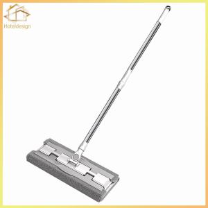 Floor Cleaning Mop with Telescopic Handle Rotating Flat Mop with Mop Pads & Scraper for Home Kitchen Tiles