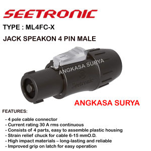 Jack Speakon Male SEETRONIC ML4FC-X Original / Jack Spikon Laki Cowok 4 pin Seetronic ML4FCX Hitam