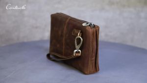 CONTACTS Vintage Mens Clutch Bag RFID Genuine Leather Clutch Wallet Bag Casual Long Purse Large Capacity Travel Handbag Male2026