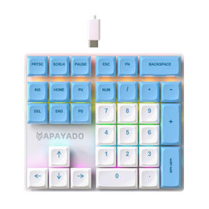 APAYADO K33 Numeric Keypad Wired 33key Mini Mechanical Numeric Keyboard Colorful Lighting for Finance accounting Workers
