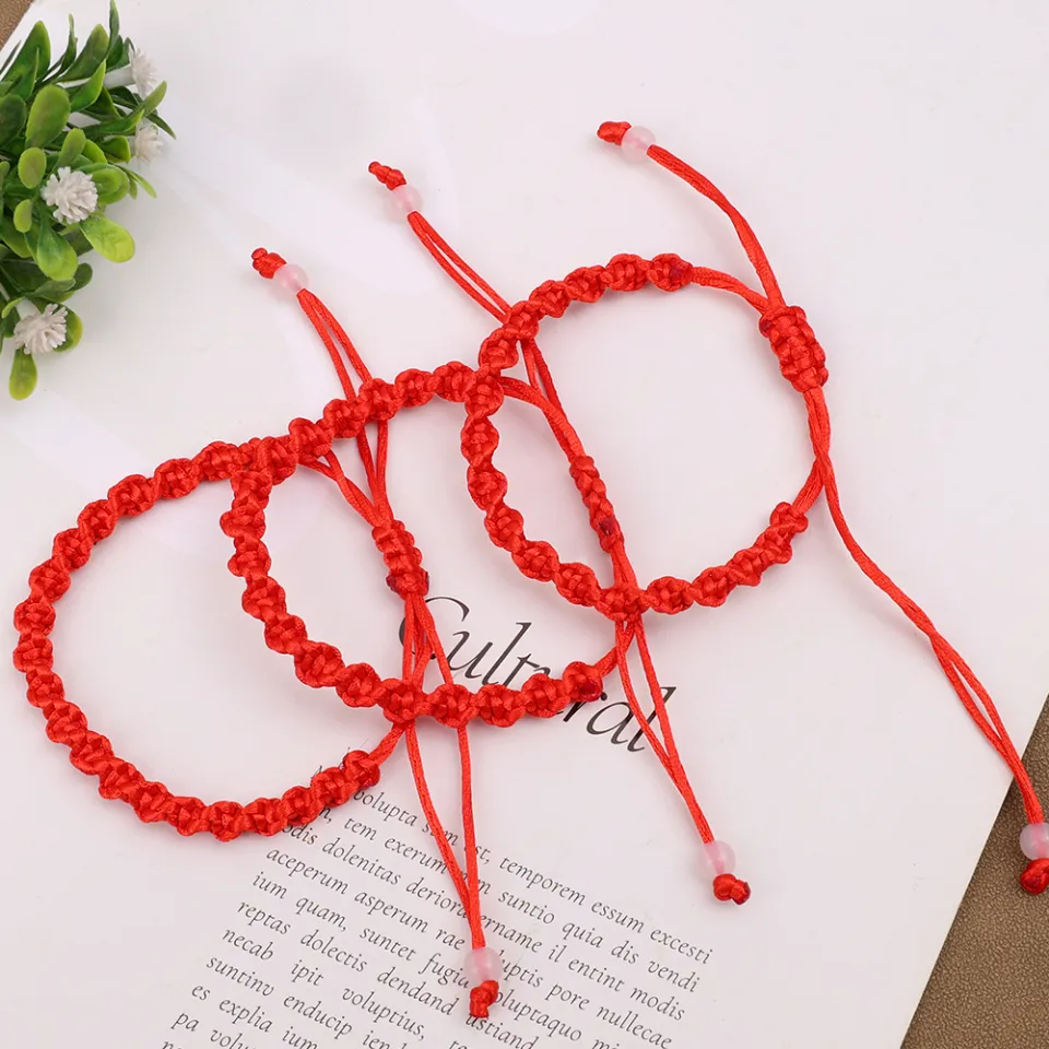 China Lucky Red Rope Jade Beads Charm Bracelets Adjustable Women