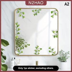 N2HAO Mùa Xuân Màu Xanh Lá Cây Lá Và Hoa Tường Dán Glass Sticker Cho Vòi Hoa Sen Cửa Ra Vào Gương Phòng Tắm Kính Tự Dính Có Thể Tháo Rời