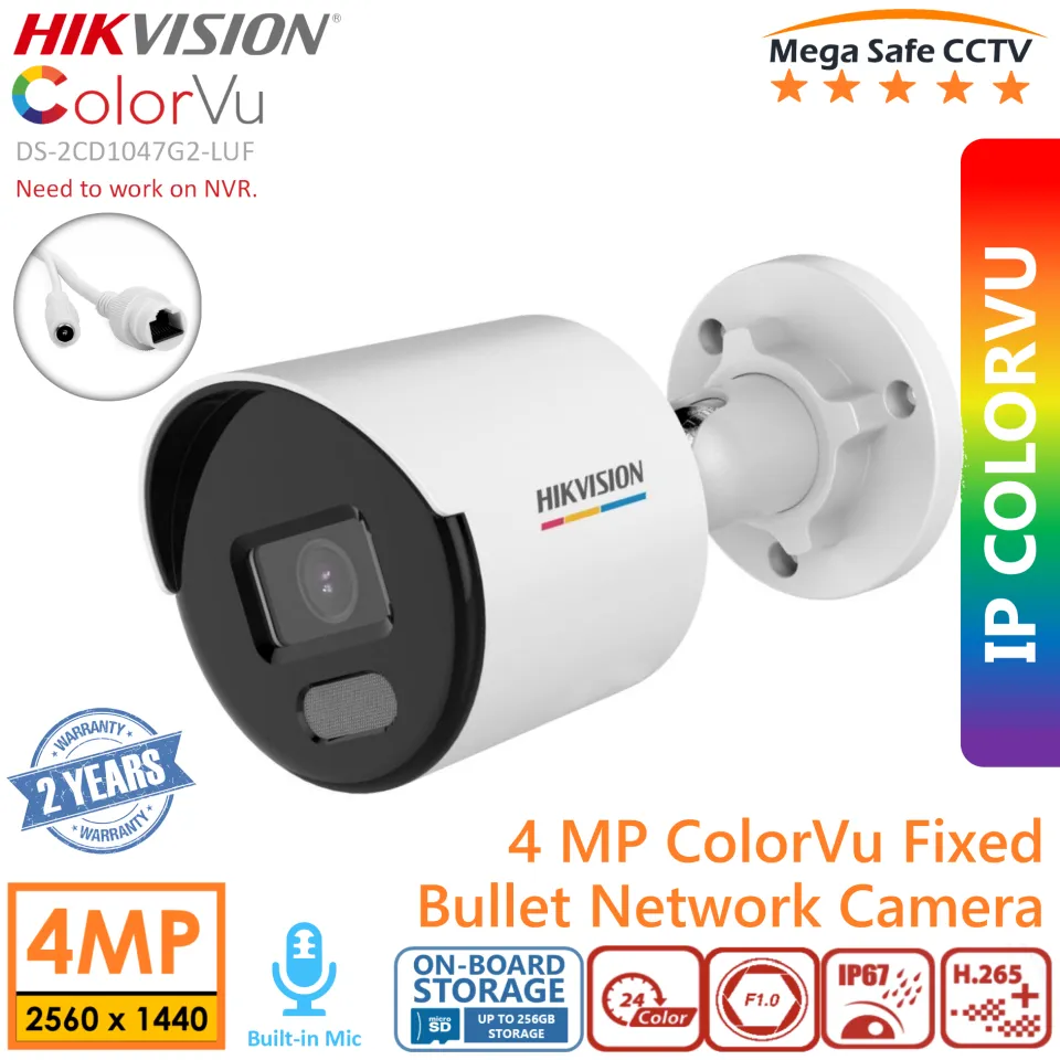 HIKVISION 4MP ColorVu Audio PoE Fixed Bullet IP Camera, Colored Night  Vision, IP67 Outdoor Protection, Video Compression, Built-in Mic  Network