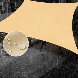 Waterproof Sun Shade Sail Polyester Fabric Rectangle Awning Canopy UV Block for Backyard Yard Deck Patio Garden Outdoor