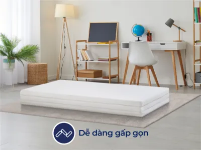 Nệm 100% cao su thiên nhiên gấp 3 Liên Á Foldaway- Dễ dàng di chuyển gấp gọn tiện lợi-Bảo hành 10 năm.