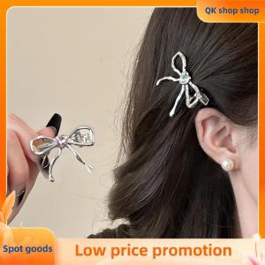 ✨QK shop✨ Metal Bowknot Heart Crystal Barrettes Hairpin Women Elegant Side Bangs Duckbill Clip Women Girls Hairclip Hair Accessories