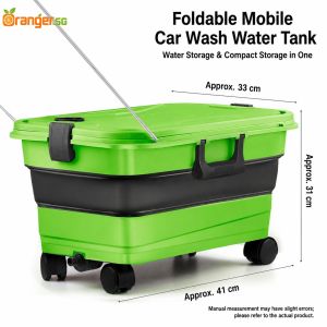 Car Wash Tank Foldable 22L Mobile Bucket with Wheels Pull Rod For Outdoor Cleaning