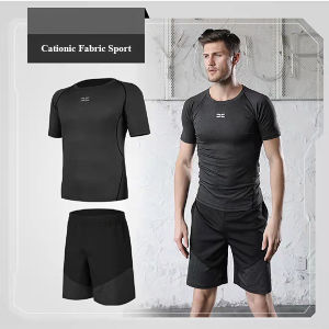 ชุดออกกําลังกาย เสื้อสูทกางเกงขาสั้น เสื้อออกกําลังกายแขนสั้น+กางเกงขาสั้น Cationic sport cloth