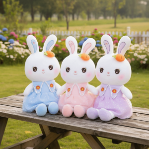 GOOD STUFF Soft Material Rabbit Plush Toy PP Cotton Filled Short Plush Bunny Sleeping Doll Lovely Design Flower Skirt Plush Toy Kids Gift