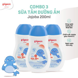 Combo 3 Sữa Tắm Gội Dưỡng Ẩm Cho Bé Sơ Sinh Pigeon 200ml - Dịu Nhẹ Mềm Mại An Toàn Cho Da Chính Hãng
