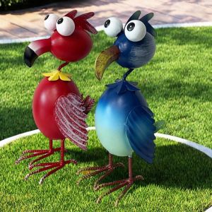 JOKTT Iron Flamingo Sculpture Creative Crafts Animal Statue Micro Landscape Model Cute Flamingo Decorative Ornament Patio