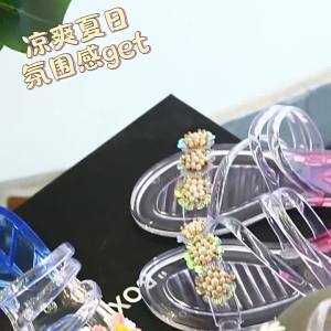 [Free Shipping] WomenS Summer Crystal Flower Transparent Korean Style Student Trendy Versatile Outdoor Non-Slip Odor-Resistant Soft Sole Sandals For Women