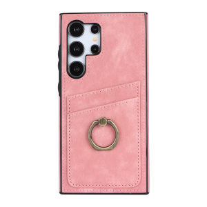 For Samsung Galaxy S20 S21 S22 S23 S24 Ultra/S21 FE/S20 FE/S23 FE/ Leather case card bag phone case rotating ring shockproof protective cover For S21 S22 S23 S24 Plus S22+ S24+ 5G