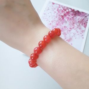 กำไลหินคาร์เนเลี่ยน Carnelian เกรดพรีเมียม ขนาด 10 มิล หินแห่งความสมปรารถนา ความร่ำรวยและความรัก