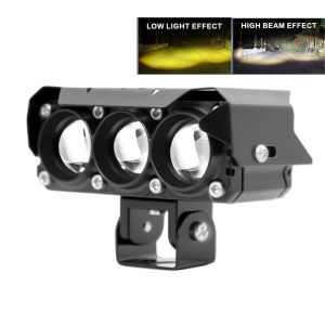 NEW Super Bright Mini Driving Light 80W Dual Color Hi/Lo Motorcycle Auxiliary Light with Cooling fan