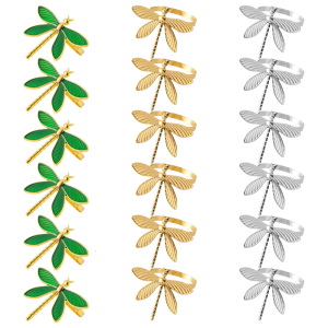 Metal Dragonflies Napkin Rings For Dining Table Elegant Handcrafted Drip Glazes Designs Napkin Holder Accessories