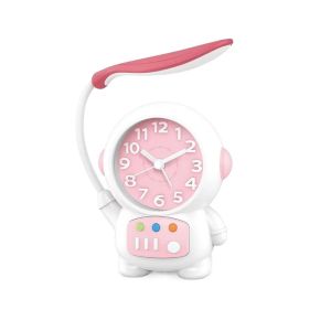 LZHDP Hoạt hình Đèn bàn Phi Hành Gia Nhựa Hình Phi Hành Gia Đồng hồ báo thức phát sáng Quà Tặng Trang trí chủ đề không gian Đồng hồ cạnh giường Trẻ em