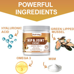 Nutridog hip&joint chews Naturale dog food with vitaminsappetite booster for dogspet snacks treats(300g):Relieve joint pain