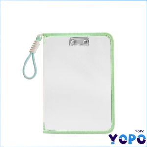 YoPo A4 Zipper File Bag with Built-in Metal Clip & Handle Large Capacity Transparent Document Pouch
