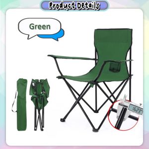 [iRojak] Foldable Camping Armrest Chair Outdoor Cup Holder Armrest Backrest Chairs 折叠椅 Kerusi Lipat Khemah - HL12