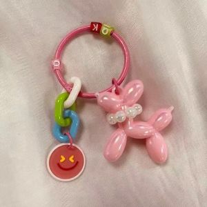 Candy Color Sweet Balloon Dog Keychain for Women Girls Handbag Bag Pendant Toys Souvenir Bag Charms Gift Heart Cute