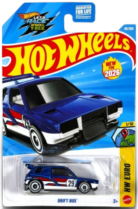 Mô Hình Xe Hot Wheels Drift Box Blue HW Euro 1/64 New 2026 (Card Vỉ Original)