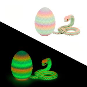UMBRAULI สร้างสรรค์และสร้างสรรค์ ของเล่นงูพิมพ์ลาย3D การขึ้นรูปแบบ All-in-One งูไข่ พิมพ์ลายไข่งู3D เหมือนจริงจริง ดอกไม้ไล่ระดับสี ตัวเลขลูกบอลตกแต่ง ของขวัญสำหรับเด็ก