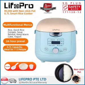 LifePro RC200 0.7L (2L Pot Capacity) Mini Rice Cooker/ Suitable for 1-3 People/ 3-Pin SG Plug/ SG Warranty