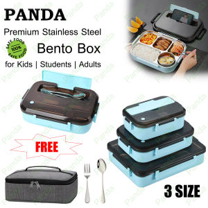 PANDA Lunch Box Set Tempat Makan Multi Grid Set Dengan Mangkuk Sendok Dan Garpu GratisKotak Makan Anti Tumpah Berbahan 304 Stainless SteelKotak Makan Anti Tumpah Premium stainless steel bento box set for KidsStudentsAdults[Stok & Pengiriman Cepat]