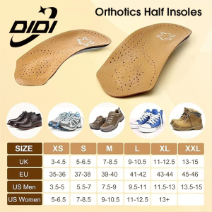 DIDI 1 คู่ Orthopedic Insole High Arch Support Pad รองเท้าหนัง Orthotics Insoles สําหรับผู้หญิงผู้ชาย