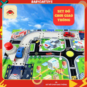 Đồ chơi giao thông kèm 2 xe kim loại và biển giao thông hàng chính hãng Six Six Zero