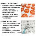 Customized Sticker Logo, Label Sticker price per A4 sheet any size, Glossy or Matte Laminated Sticker, Print and Cut,. 