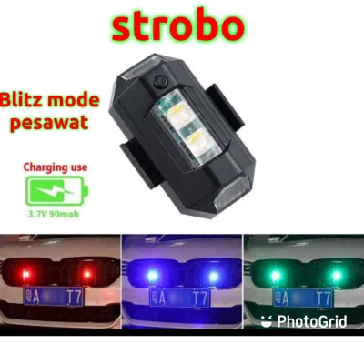 LED Strobo mode pesawat Blitz LED Strobo variasi motor mobil helm bisa dicharge