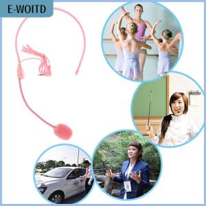 【E-WOITD】 3.5MM Pink Headworn Wired Microphone Headset Pink Voice Amplifier Speaker Clear Sound Mic For Conference Guide Speech Teacher