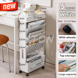 LifeStow Bookshelf Desktop Book Shelf Multi-Layer Storage Rack with Pulley File Storage Organizer Book Stand Desktop Storage Box