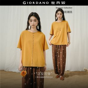 Giordano Women Two-way wear rolled trim short sleeve tee Free Shipping 18326309