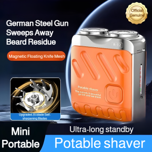 Magnetic Rotary Double Ring Electric Shaver   Portable Waterproof Shaver With Type-C Charging Suspended Blades For Men Travel Beard Trimmer