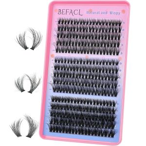 300D Lash Clusters Extensions Mega Cluster Eyelash Lashes 224 Pcs Thick Volume D Curl Wispy Individual Lashes DIY Lash Extension 12-25MM False Eyelashes Makeup at Home Replacement for Yaiseiko