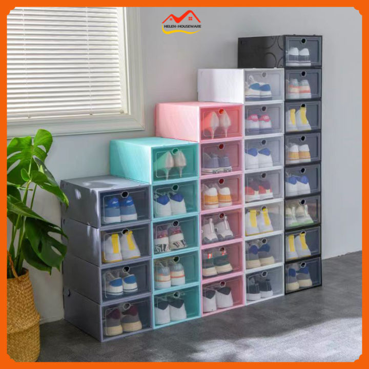 Big Size Candy Color Stockable Ahoe Shoe Box Storage Organizer Foldable ...