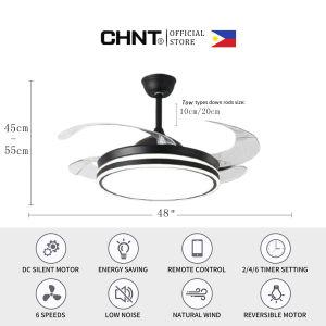 CHNT Ceiling Fan With Light And Remote Control 2 In 1 Modern Home Mute Invisible Fan Lamp For Patio Bedroom Living Room