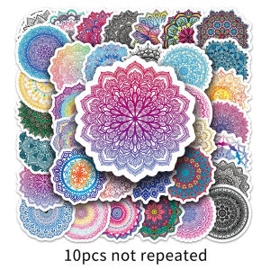 50PCS Retro Cartoon Mandala Pattern Theme Waterproof Removable Sticker