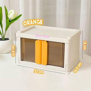 Mini Wafer Box กล่องเก็บของพลาสติกจิ๋ว สำหรับวางโต๊ะ พับเก็บได้ ประกอบง่าย มีฝาปิดตัวล็อค กันน้ำ กันฝุ่น วางซ้อนกันได้