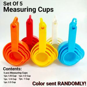 5-PIECES MEASURING CUPS SPOON SET BAKING SUPPLIES KITCHEN UTENSILS PRECISION COLORFUL MEASURING