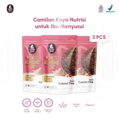 [TRIPLE PACK] MamaBear Kukis Almond Oat Choco Chip - Kukis ASI Booster Pelancar Peningkat Produksi ASI Halal BPOM